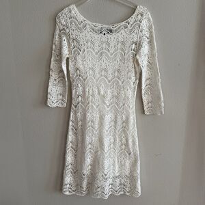 Ralph Lauren Lace Crochet Dress Sz L Coquette Romantic